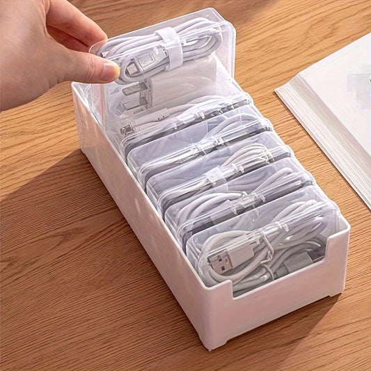 1 Set Of Data Cable Storage Box Artifact Power Charging Cable Mobile Phone Charger Organizer Winder Desktop Cable Management Box
