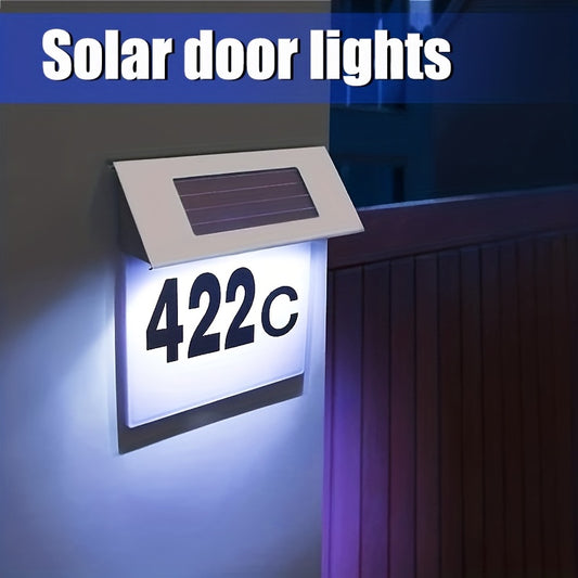 1 Pack 4LED Solar House Number Sign, Outdoor Waterproof, Solar House Sign Door Plate Personalized Nameplate Lights For Homes, Gardens, Streets, Yards And Homes, Housewarming Gifts For Friends