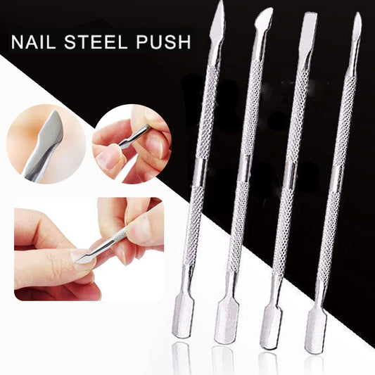 1 Pcs Dual-ended Stainless Steel Nail Cuticle Pusher for Manicure Nail Art Tools Cilper Cuticle Remover fork Nail Nipper Cutter